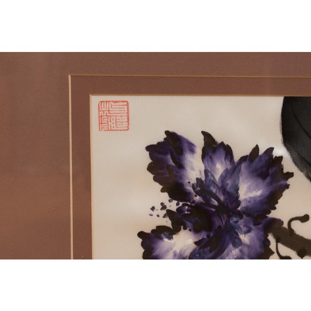 Chinese Late 20th Century Original Framed Chinese Watercolor by Zhang Li (Lily Taylor) For Sale - Image 3 of 7