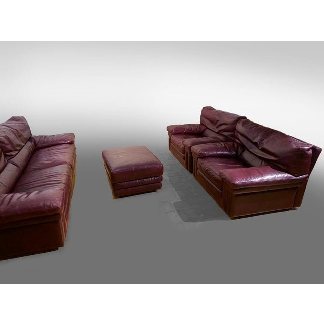 1970s Cognac Leather Living Room Set from Roche Bobois, 1990s, Set of 5 For Sale - Image 5 of 11