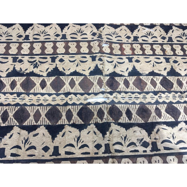 Vintage New Guinea Large Wall Hanging Block Print Tapa Cloth