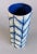 Jonathan Adler Boho, Coastal, and Chinoiserie Style Blue and White Chevron Hand Painted and Handmade Floral Ceramic Vase For Sale - Image 4 of 12