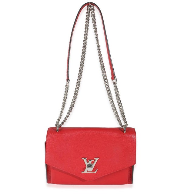 Red Rubis Soft Calfskin Mylockme Chain BB For Sale - Image 8 of 9