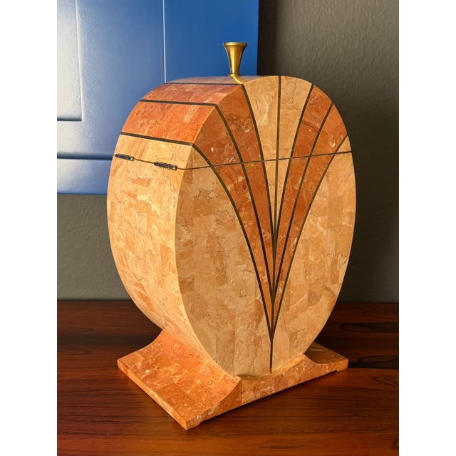 Mid-Century Modern 1970s Maitland - Smith Attributed Tessellated Pink Stone Box For Sale - Image 3 of 12