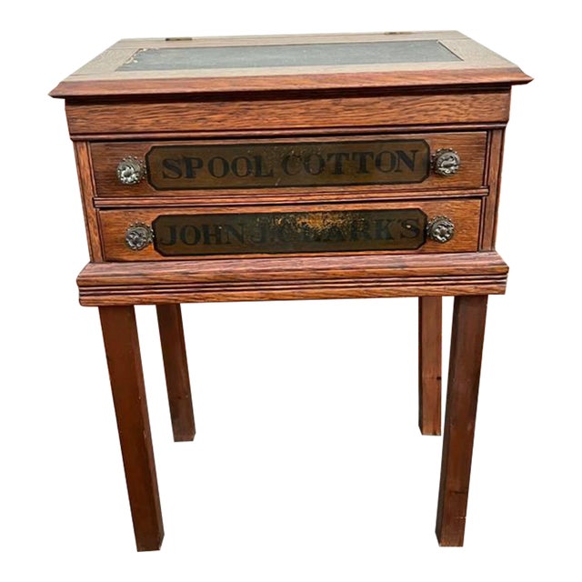 Antique Two Drawers Spool Chest on Stand. For Sale