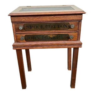 Antique Two Drawers Spool Chest on Stand.