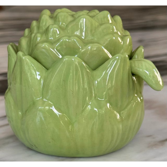 Green MOS26damageVintage Studio Art Artichoke Motif Condiment Server For Sale - Image 8 of 11