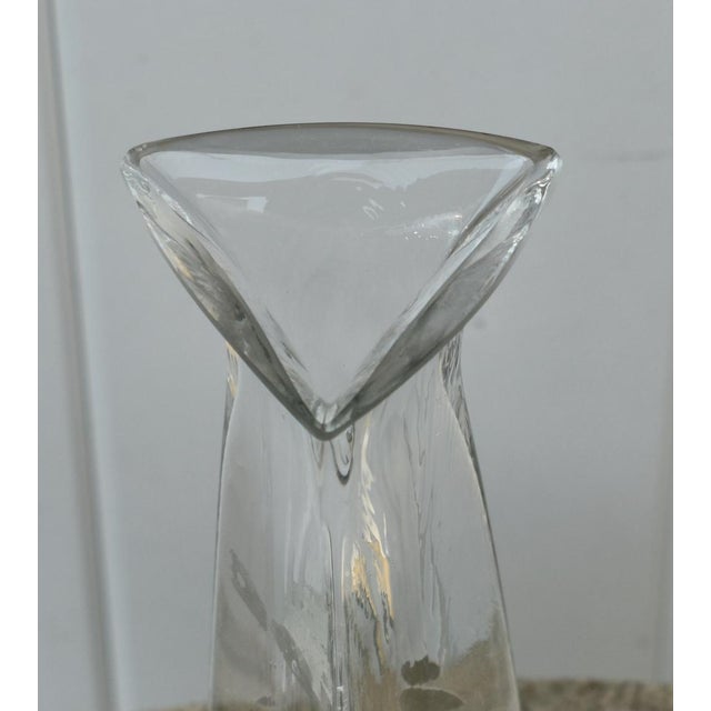 Vtg. Art Nouveau Style Handmade Clear Glass Bud Vase With Silver Overlay For Sale - Image 12 of 14