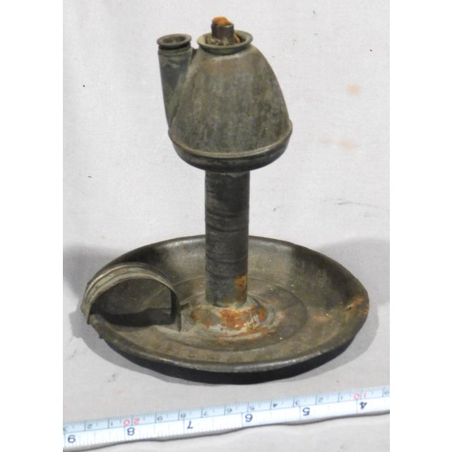 WONDERFUL TIN FINGER LAMP EARLY 19TH CENTURY DIMENSIONS About 6" tall x 5 1/2" base diameter. DESCRIPTION Often called a...
