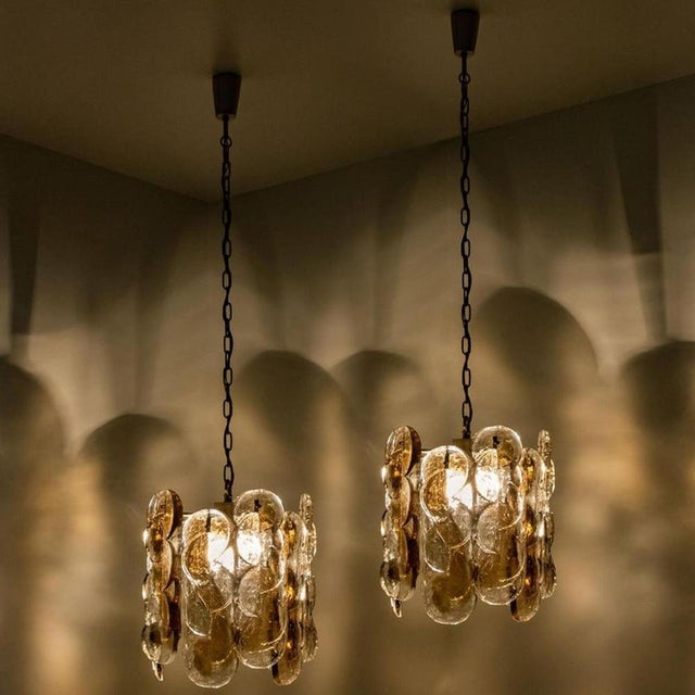 1960s Austrian Chandeliers in Smoked Glass by J. T. Kalmar for Kalmar, 1960s, Set of 2 For Sale - Image 5 of 13