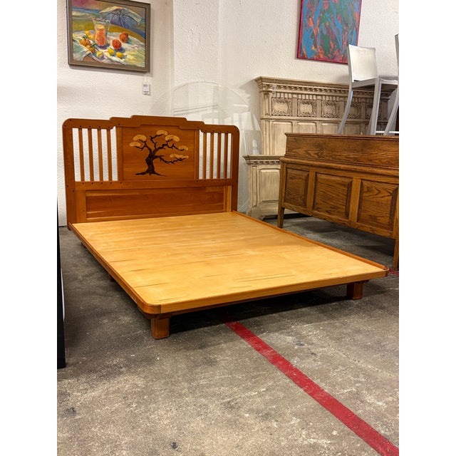 Asian Queen Size Handcrafted Bonsai Tree Cherry Wood Bed Frame For Sale - Image 3 of 12