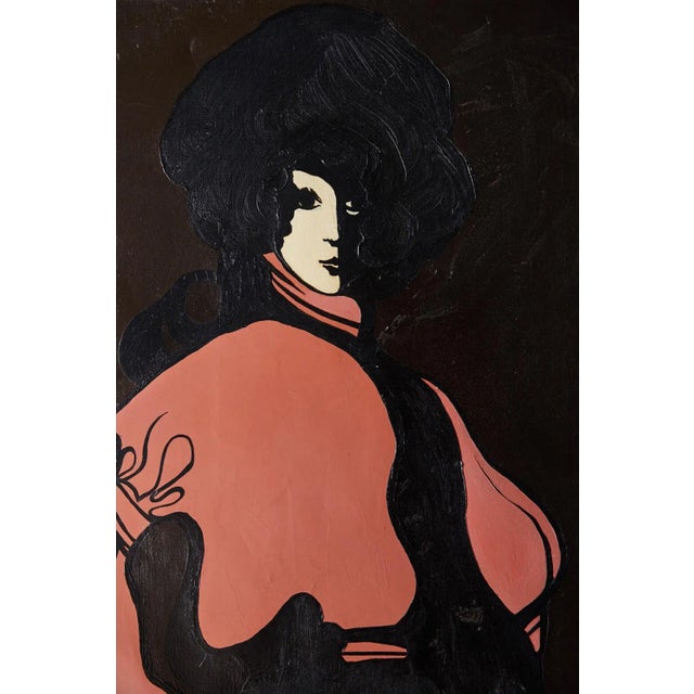 Mid-Century Modern 60s Mod Stylized Portrait of a Woman For Sale - Image 3 of 9