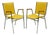 Vintage Nightingale Mid Century Modern Chrome & Yellow Vinyl Stacking Chair Pair For Sale