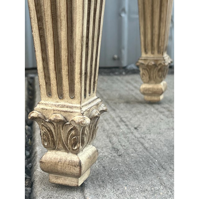 Wood Exquisitely Carved Painted Neoclassical French End Tables With Rustic Finish - For Sale - Image 7 of 12