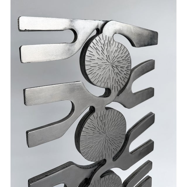 Silver 1980s Vintage Forged Brutalist Abstract Stainless Sculpture, Style of Leo Amino For Sale - Image 8 of 10
