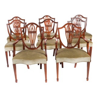 Vintage Shield Back Dining Chairs attributed to William Tillman, 1980s, Set of 8 For Sale