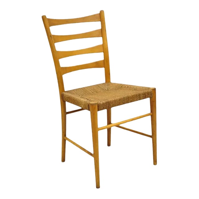 Mid 20th Century Vintage Gefa Gemla Mid Century Swedish Modern Ladderback Rush Seat Side Chair For Sale