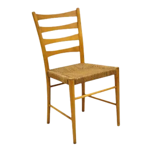 Mid 20th Century Vintage Gefa Gemla Mid Century Swedish Modern Ladderback Rush Seat Side Chair