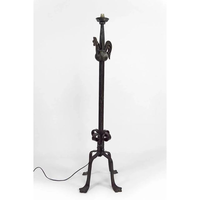 Mid-Century Modern Rooster Floor Lamp in Wrought Iron by Jean Touret for Ateliers Marolles, 1950s For Sale - Image 3 of 12