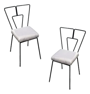 Mid-Century Iron Wire Art Side Dining Geometric Chair by Homecrest, Pair