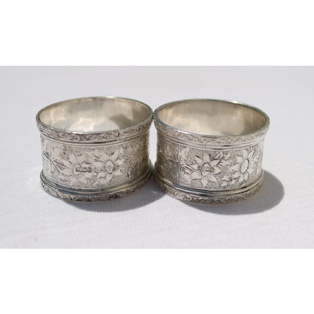 Silver Antique John Thompson & Sons Sterling Silver Napkin Rings in Box- Set of 2 For Sale - Image 8 of 13