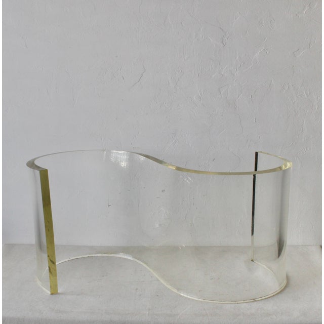1970s 1970s Vladimir Kagan Style Biomorphic Curved Lucite Coffee Table Base For Sale - Image 5 of 9