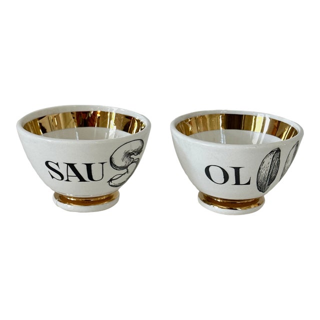 1960s Pair of Gilt Porcelain Appetizer Bowls For Sale