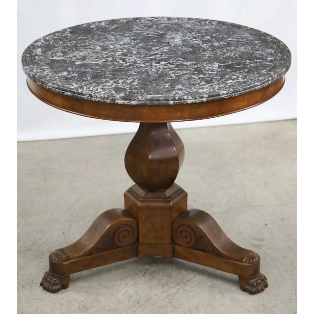 19th Century 19th-Century French Empire Center Table With Gray Marble Top For Sale - Image 5 of 5