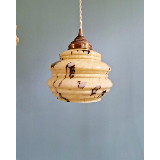 Art Deco Pendant Light in Marbled Opaline Glass from Scailmont, Belgium, 1920s For Sale - Image 13 of 17