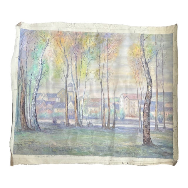 1950’s Original Impressionist Landscape & Cityscape Painting on Canvas For Sale