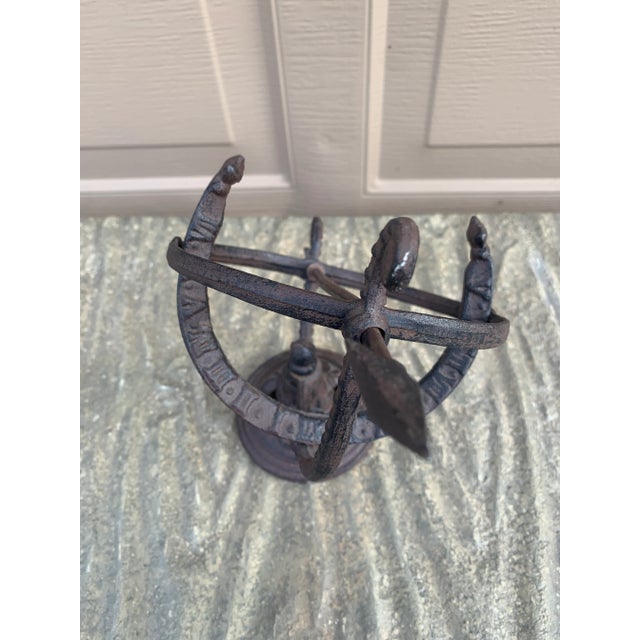 Metal Vintage Iron Armillary Sundial Garden Ornament, Neoclassical Outdoor Decor For Sale - Image 7 of 9