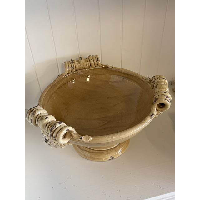 Late 20th Century Large Handcrafted Ceramic Pedestal Compote For Sale - Image 13 of 16