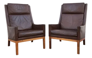 Set of High Back Easy Chairs by Kai Lyngfeldt Larsen for Søren Willadsen Møbelfabrik, 1950s