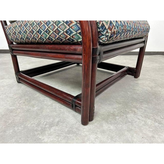 Wood Set of Mid-Century Modern Bamboo Wingchair with Ottoman from Gervasoni, 1970s For Sale - Image 7 of 18