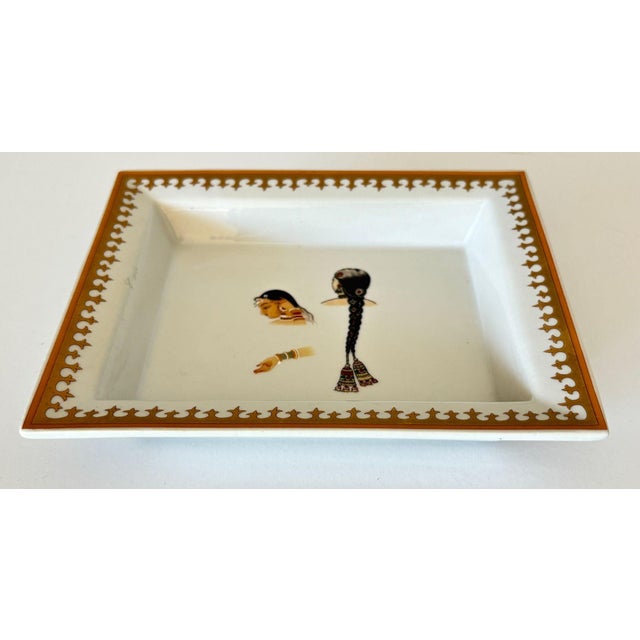 Jaipur Style French Porcelain Vide-Poche or Ashtray With Indian Miniature Portrait For Sale - Image 14 of 17