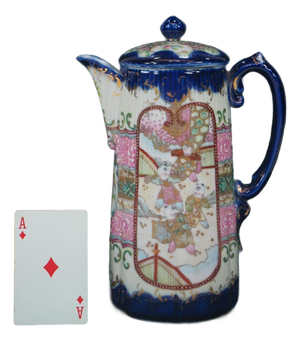 Chocolate Pot Antique Japanese Satsuma Figurine Oriental Pitcher Hand Painted