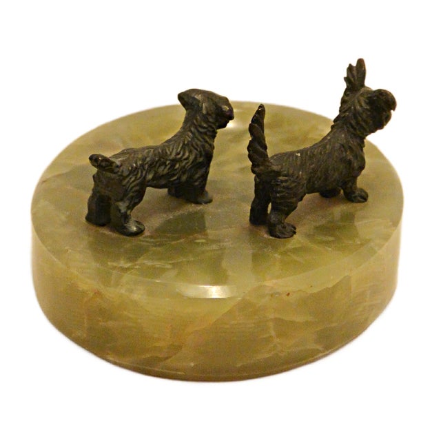 Art Deco Green Onyx & Bronze Double Scottie Tray C. 1930 For Sale In Jacksonville, FL - Image 6 of 10