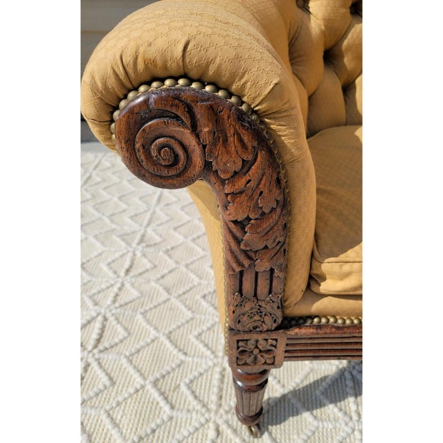 19th Century Antique Carved Mahogany Regency Library Chair For Sale - Image 4 of 7