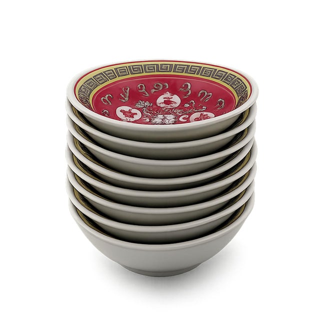 Rose Late 20th Century Set of 7 Chinese Famille Rose Longevity Porcelain Bowls, Jingdezhen For Sale - Image 8 of 9