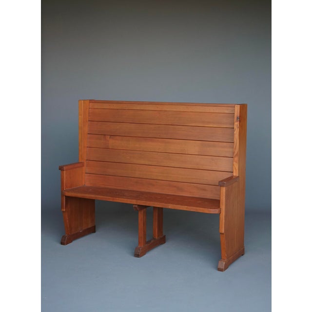 Vintage Dutch Pine Church Bench, 1930s For Sale - Image 13 of 13