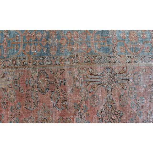 Early 20th Century Antique Persian Muted Colored Sultanabad Mahal Rug With All Over Floral Design 9'2 X 11'11 For Sale - Image 5 of 14