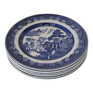 Johnson Brothers Blue Willow Dinner Plates - Set of 6 For Sale