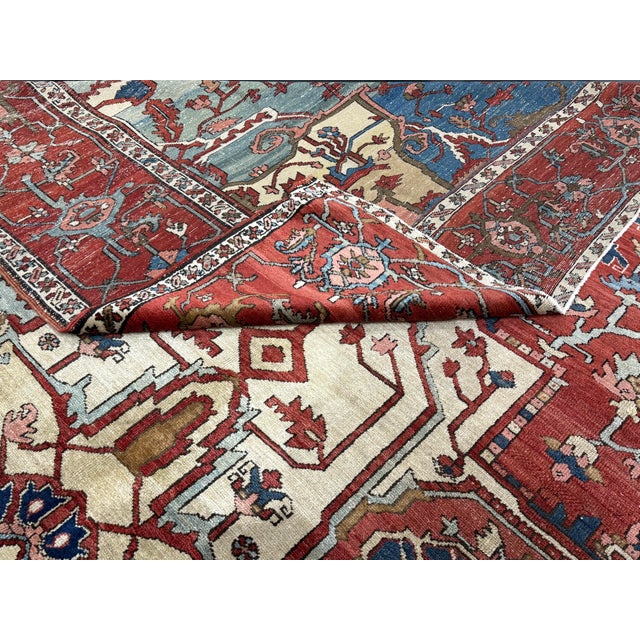 Textile Antique Persian Serapi Rug 9'11" X 13’4" For Sale - Image 7 of 15