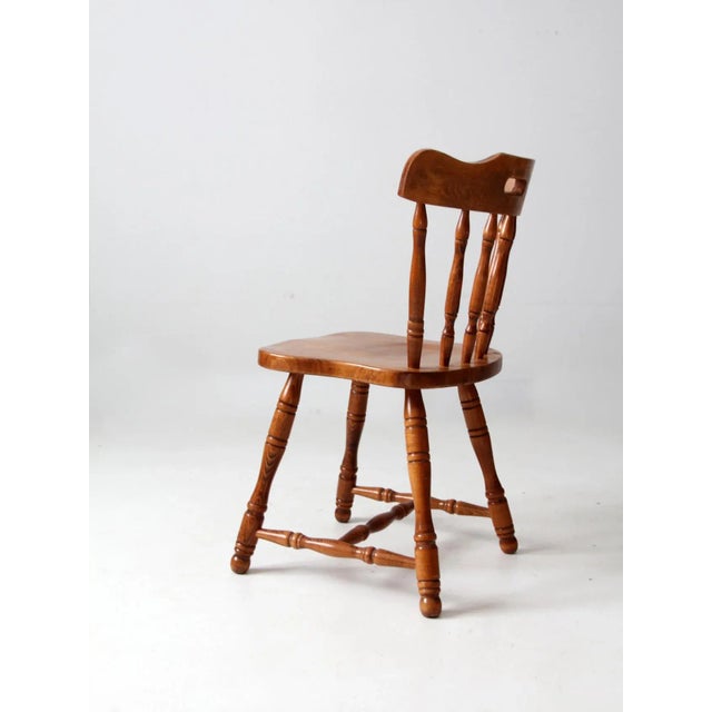 Brown Vintage Pub Style Wood Chair For Sale - Image 8 of 9