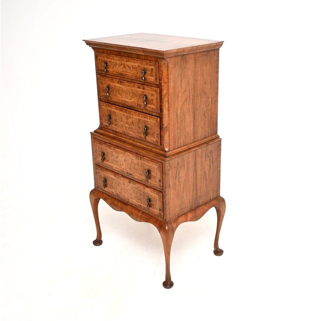 Antique Burr Walnut Chest on Chest of Drawers, 1890 For Sale - Image 4 of 10