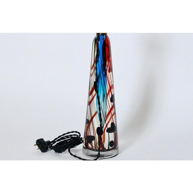 Transparent Mid 20th Century Fulvio Bianconi Style Murano Blue Art Glass Table Lamp For Sale - Image 8 of 12