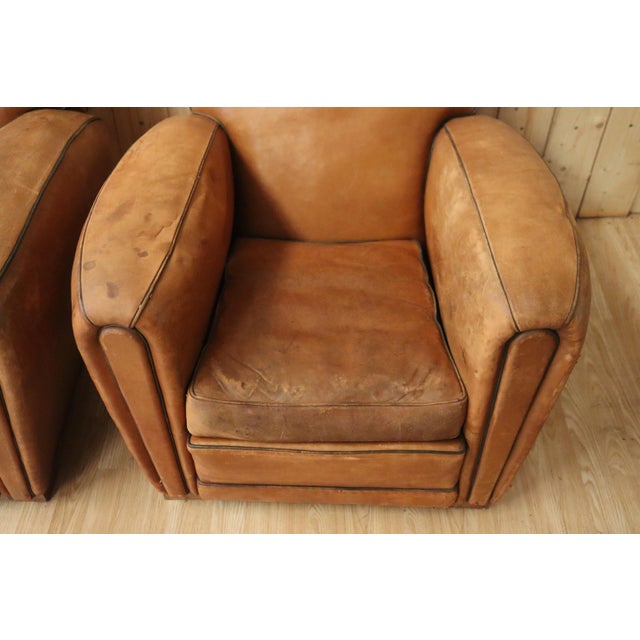 Art Deco Leather Club Chairs, 1930s, Set of 2 For Sale - Image 6 of 14