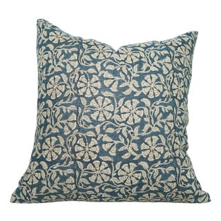 Artisan Block Print Cushion Cover 26x26 Inch Handcrafted Thick Linen Throw Pillow- Rudraksh For Sale
