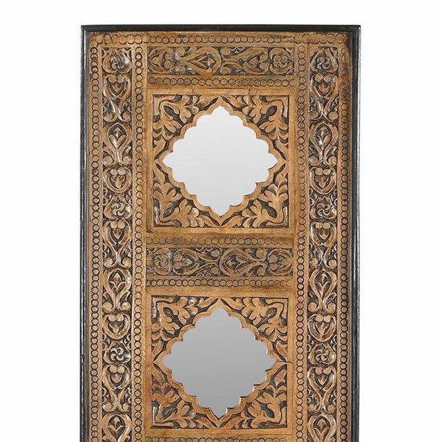Far Pavilions Hand Carved Vintage Panel Accented With Mirrors Ornate Wall Hanging Panel For Sale - Image 4 of 4