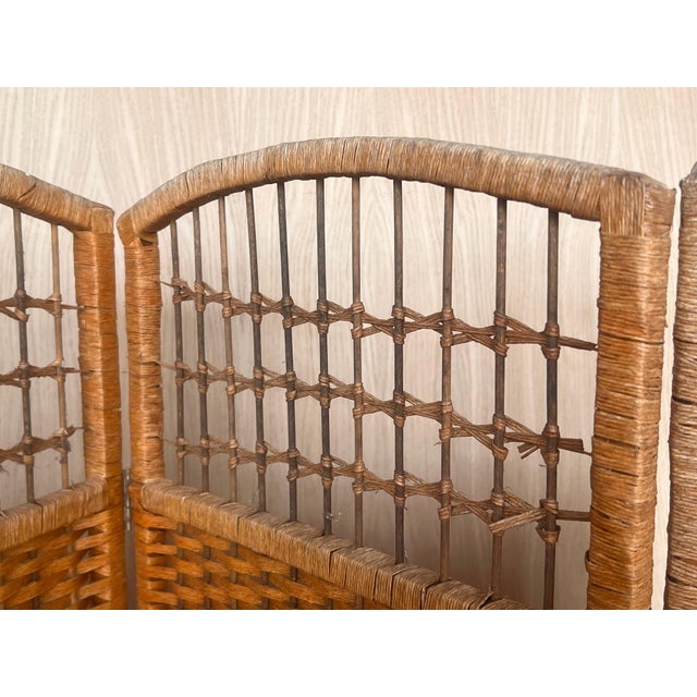 Four-Panel Bamboo Wicker Rattan Folding Screen Room Divider, France 1960s For Sale - Image 10 of 18