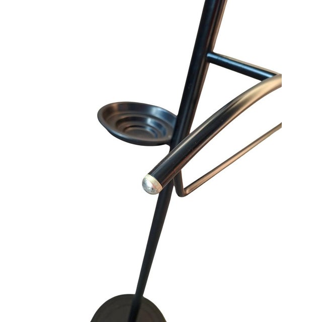 Modern Black Metal Valet Stand with Mirror and Pocket Tray, 1990 For Sale - Image 9 of 13
