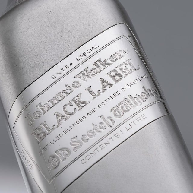 Large 20th Century Novelty Silver One Litre Whisky Bottle from Johnnie Walker For Sale - Image 15 of 18
